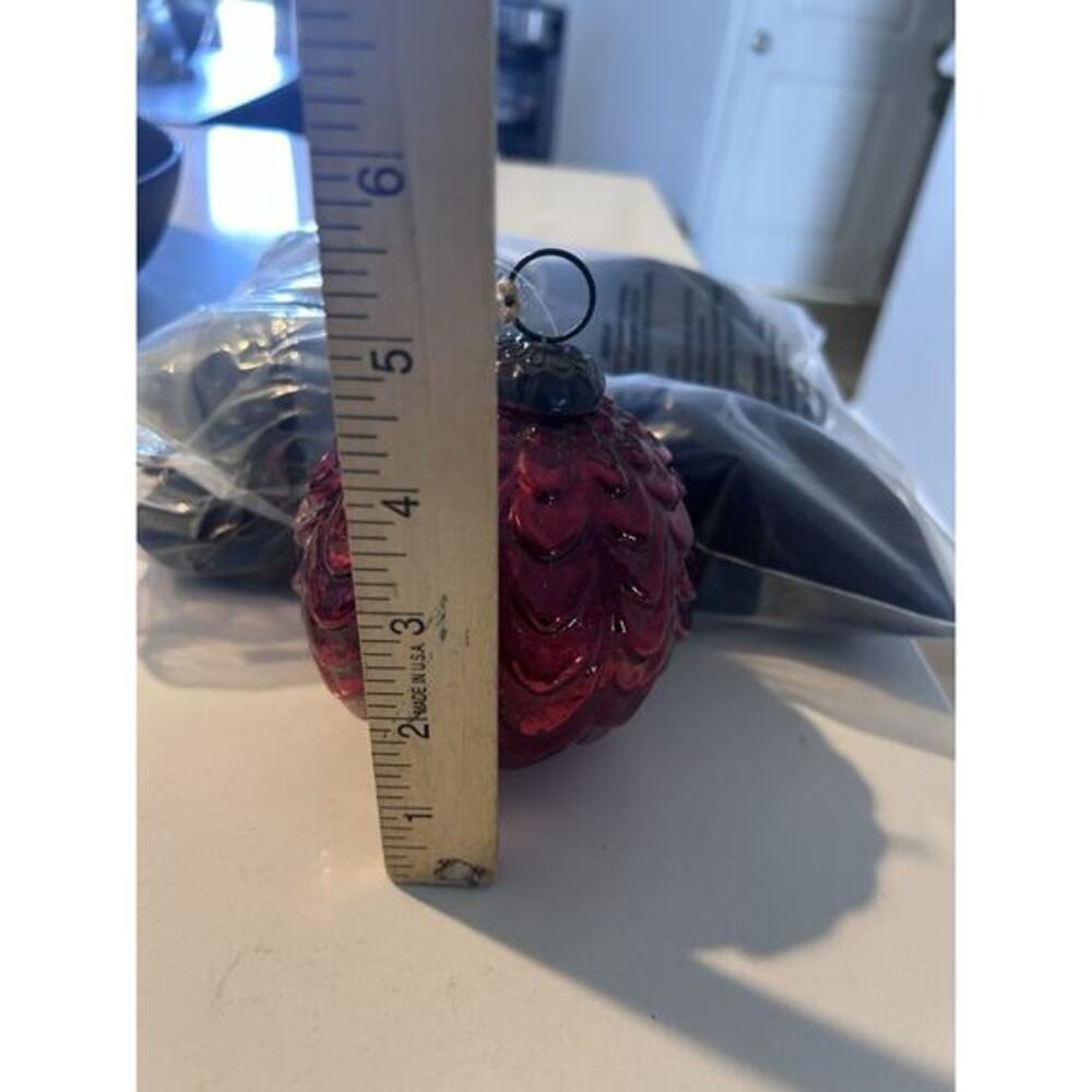 NWT Pottery Barn Red Oversized Embossed Sphere‎ Red Ball Ornament Mercury Glass - Picture 4 of 6